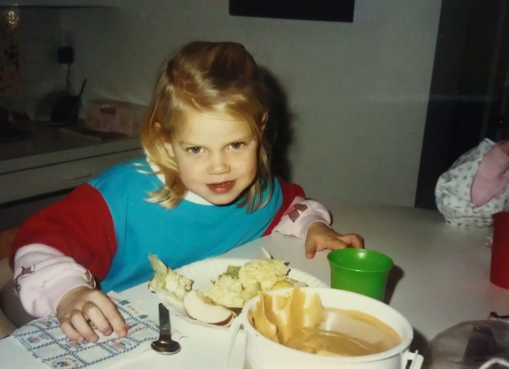 "Really? I have to stop eating for a photo?!" (It started young.)