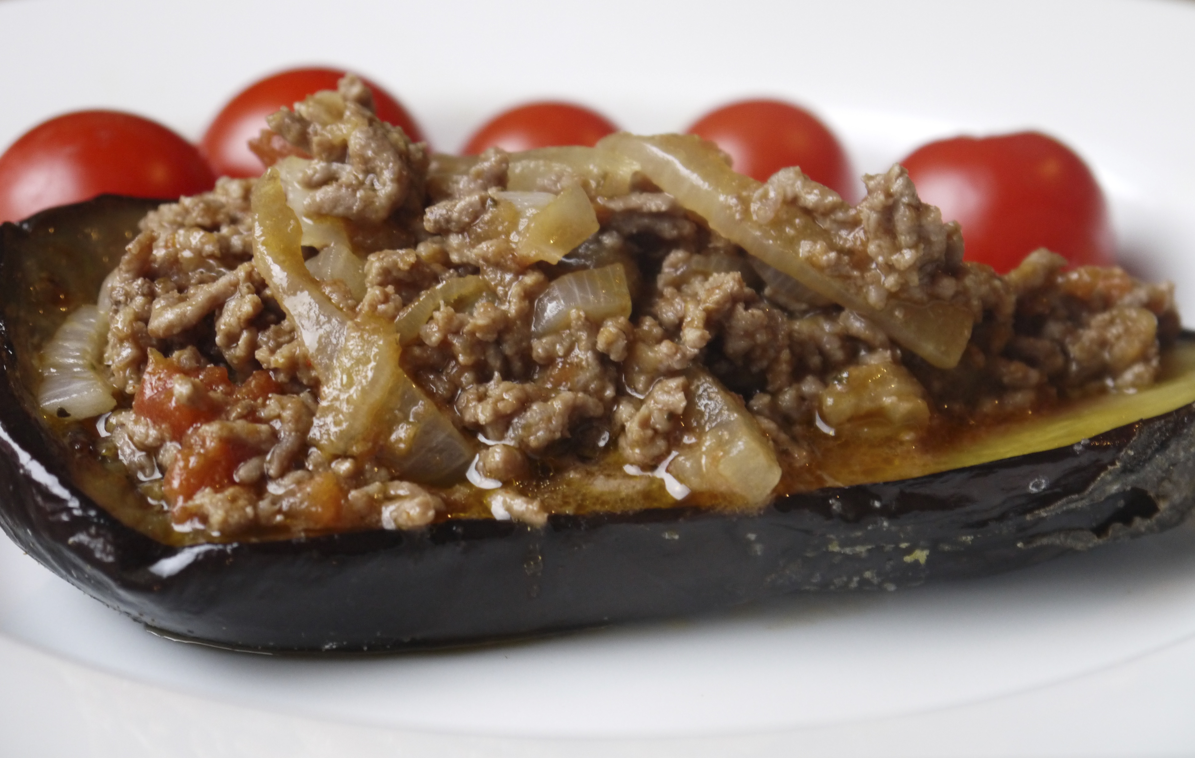 Simple Stuffed Eggplant with Ground Beef