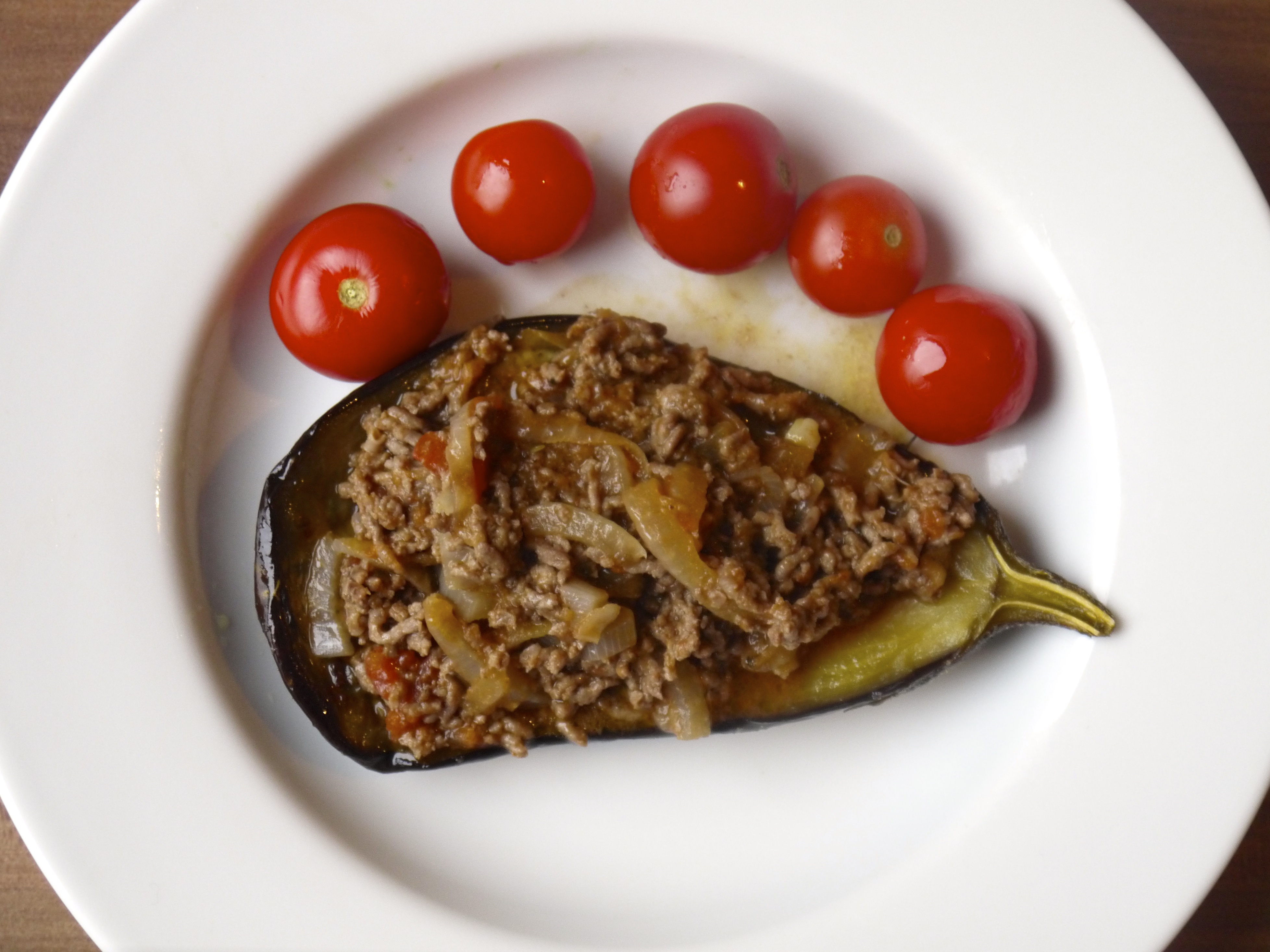 Simple Stuffed Eggplant with Ground Beef