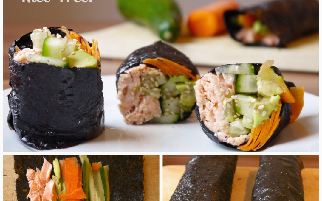 Simple Salmon Veggie Nori Rolls (Rice-Free!)