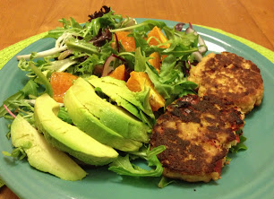 Red Pepper Tuna Cakes + Mandarin Orange Salad (Dairy & Gluten Free)