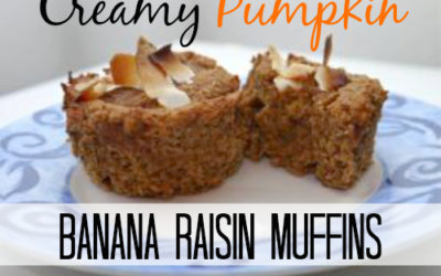 Creamy Pumpkin Banana Raisin Muffins (Gluten Free!)